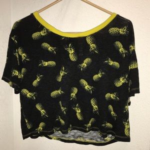 black and yellow pineapples off the shoulder shirt